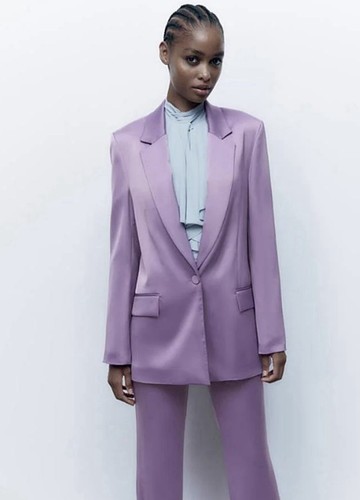 LAVENDER LILAC Lilac Satin Effect Tailored Blazer