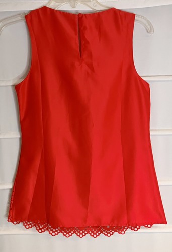 Banana Republic Red Polyester Tucked Neckline Perforated Hem Blouse XS NWOTS! - Picture 4 of 7