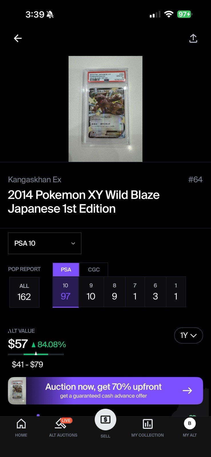 Pokemon PSA 10 Kangaskhan EX Xy2 Wild Blaze JP Holo 1st Ed 64/080 RARE POP of 97 view 3