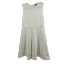 H&M Sleeveless Crochet Lace Trim Dress Womens M Ivory White Chic Cocktail Summer