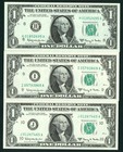 ((3 NOTES)) $1 1963 ((CHOICE AU)) Federal Reserve Note ** PAPER CURRENCY — photo 1