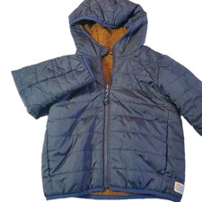 J. Crew Boys Size XS CREWCUTS Kids REVERSIBLE Sherpa Puffer Jacket Navy