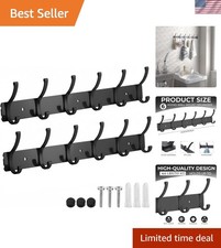 Coat Rack Wall Mount, 2 Pack Coat Hooks Hanger Wall Double Hook Rack Rail Tow...