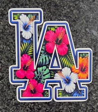 Los Angeles LA Dodgers Tropical Themed Logo Decal / Sticker Water Resistant UV