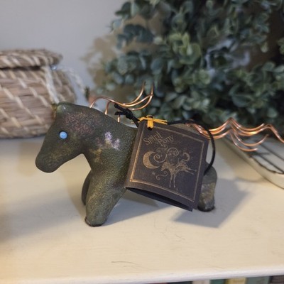 Jeremy Diller Raku Pottery Spirit Pony Figurine Turquoise Eyes Signed With Tags