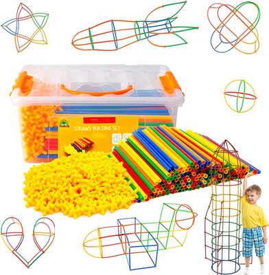 Straw Constructor STEM Building Toys 800 Pcs-Colorful Interlocking Plastic Engin