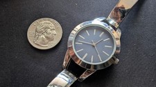 Minimalist Silver Tone Blue Dial Quartz Bracelet Watch Japan Movement