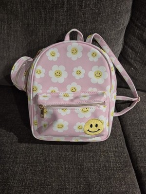 Under One Sky Pink Mini Backpack with Daisies And Smiley  display picture 1