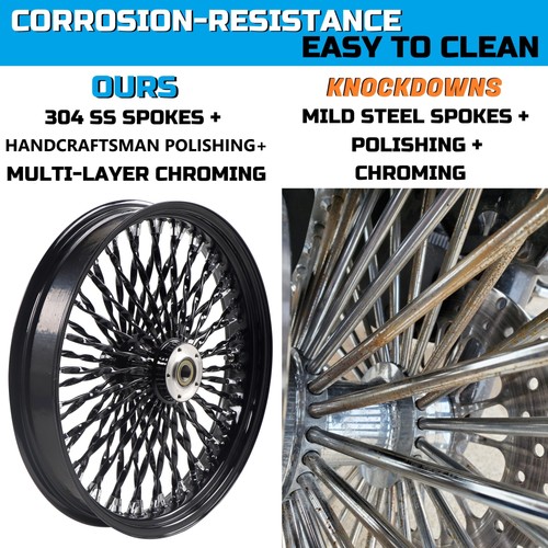 21x3.5''Twisted Spokes Front Wheel Single Disc for2008-UP Softail Models Non-ABS - Picture 8 of 9