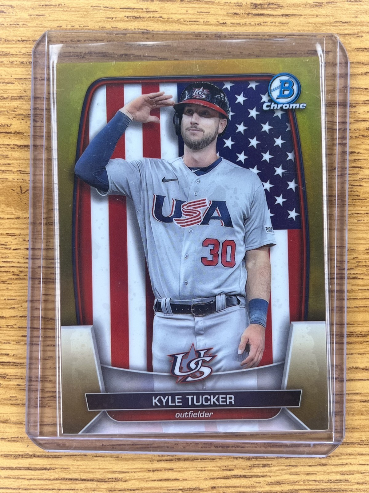 2023 Bowman Chrome Kyle Tucker WBC Flag Gold Refractor /50