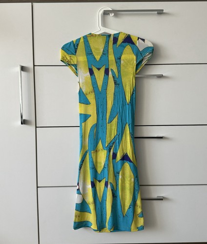 Roberto Cavalli Green Blue Midi Dress Viscose Size S - Picture 3 of 8