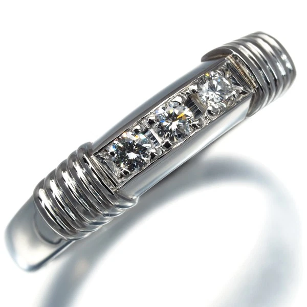 Auténtico anillo Christian Dior diamante 3P US5-5,25 900 platino Foto 2 de 4