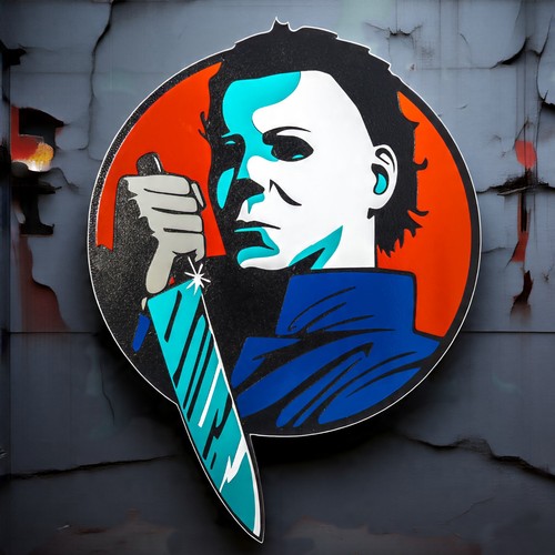 🎃 Großes graviertes Michael Myers Halloween Schild - Horror Wandbild Deko - Bild 1 von 7