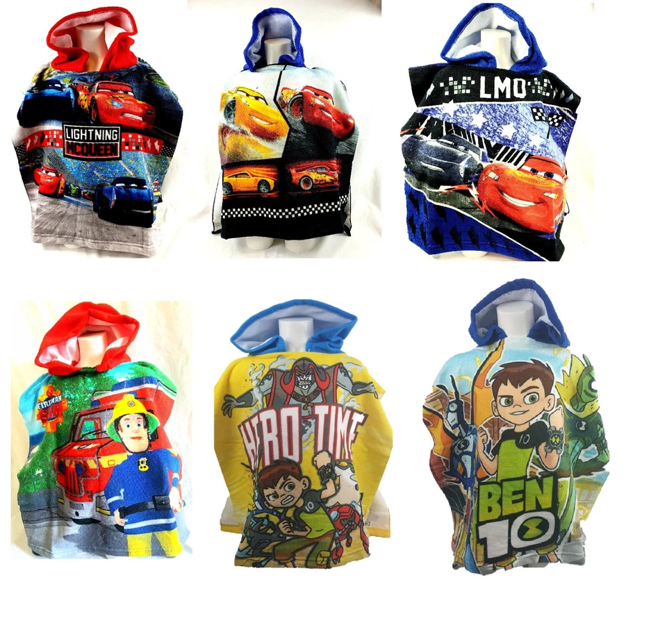SUN CITY Cars Feuerwehrman Sam Ben10 Poncho Badeponcho Kapuzenhandtuch Handtuch 55x110 cm