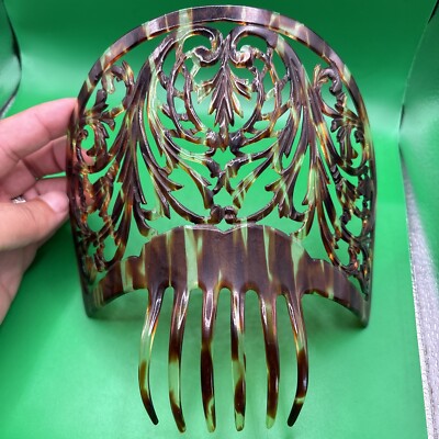 Vintage Green Hair Comb mantilla celluloid 1940’s Vintage Ombre Effect Green Celluloid Hair Comb/mantilla by  main image 3