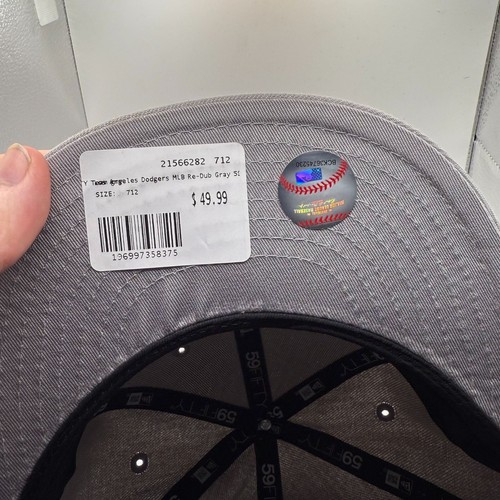 New Era 59Fifty Los Angeles Dodgers Gray/White Fitted Hat Size 7 1/2 - Picture 5 of 10