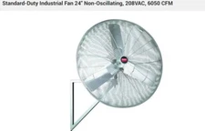 DAYTON 1VCD3 Standard-Duty Industrial Fan 24" Non-Oscillating, 208VAC, 6050 CFM