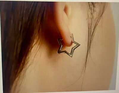 New Sterling Silver Star Hoop Earrings  ( Only 4 Pairs Available )
