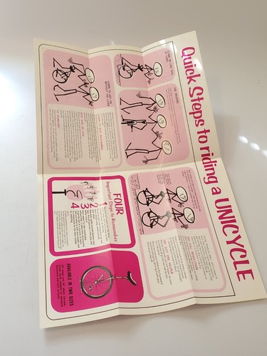 Steps To Riding Your Columbia Unicycle Pamphlet Manual 1950's 1960's Mint Cond - Picture 2 of 3