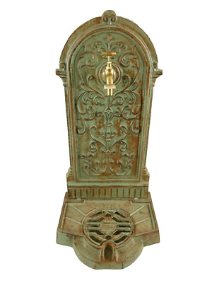 Gartenbrunnen Wasserbrunnen Stehbrunnen Gußeisen Vintage farbig H.65cm ziseliert