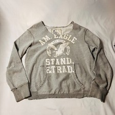 Abercrombie  Fitch Sweatshirt Soft Light Gray Crop Sweatshirt Sz M