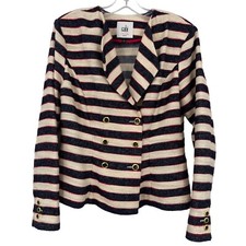 Cabi Love Carol Collection Nautical Cruise Blazer Jacket Women's 6 Blue Stripe