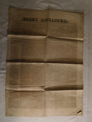 Rare Monday Morning May 18th, 1835 Essex Register Salem Mass. Newspaper Hanging