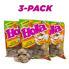3 Pack Hola Saladitos (Salted Apricot) lemon flavored 1.2oz bag Mexican candy