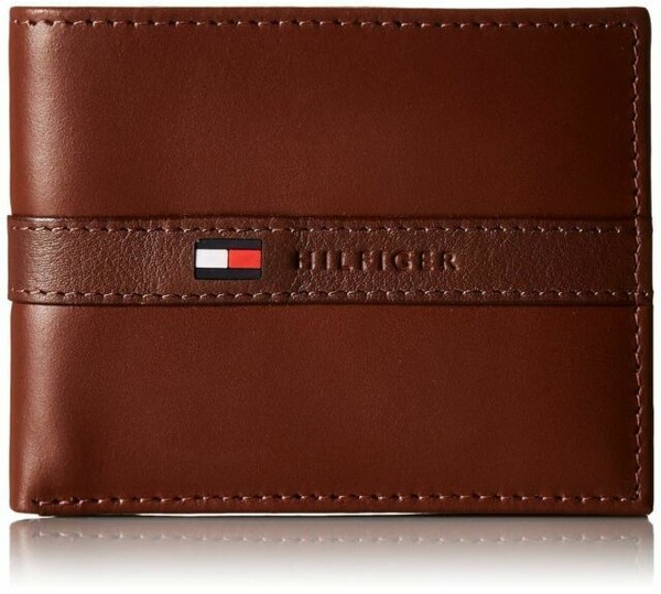 Tommy Hilfiger Men's Brown Leather Passcase and Valet Wallet 31TL22X063