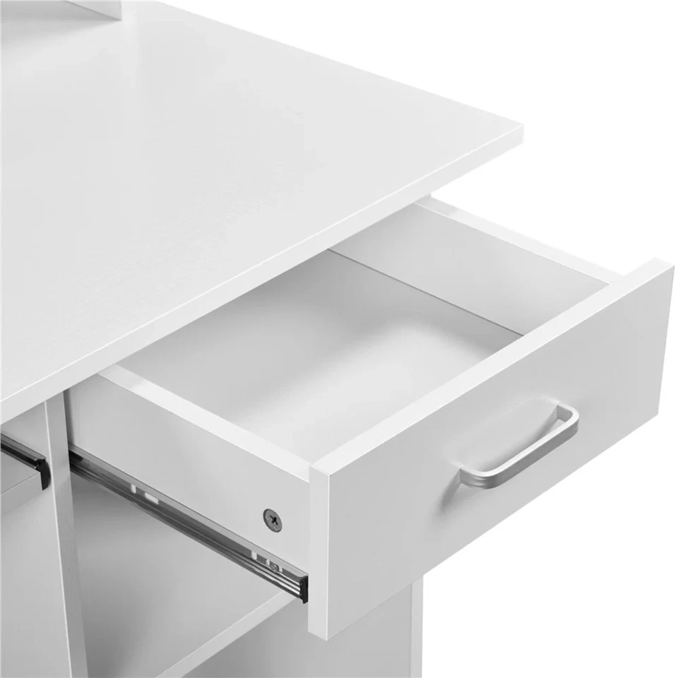 Desk Office Laptop Work Table Home Drawer Keyboard Tray Computer Desk, White - Image 4 of 4