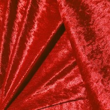 Christmas Red Panne Crushed Velvet Fabric 2 Way Stretch Upholstery By The Yard