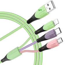 Multi Charging Cable 5FT, 2Pack 3 in 1 Multiple USB Charger Cable Universal P...
