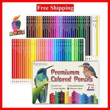 72 Count Colored Pencils for Adult Coloring Books Soft Core Sketching Drawing