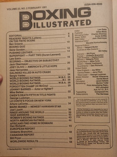 Boxing Illustrated Magazine February 1981 Issue Leonard-Duran - Picture 2 of 2