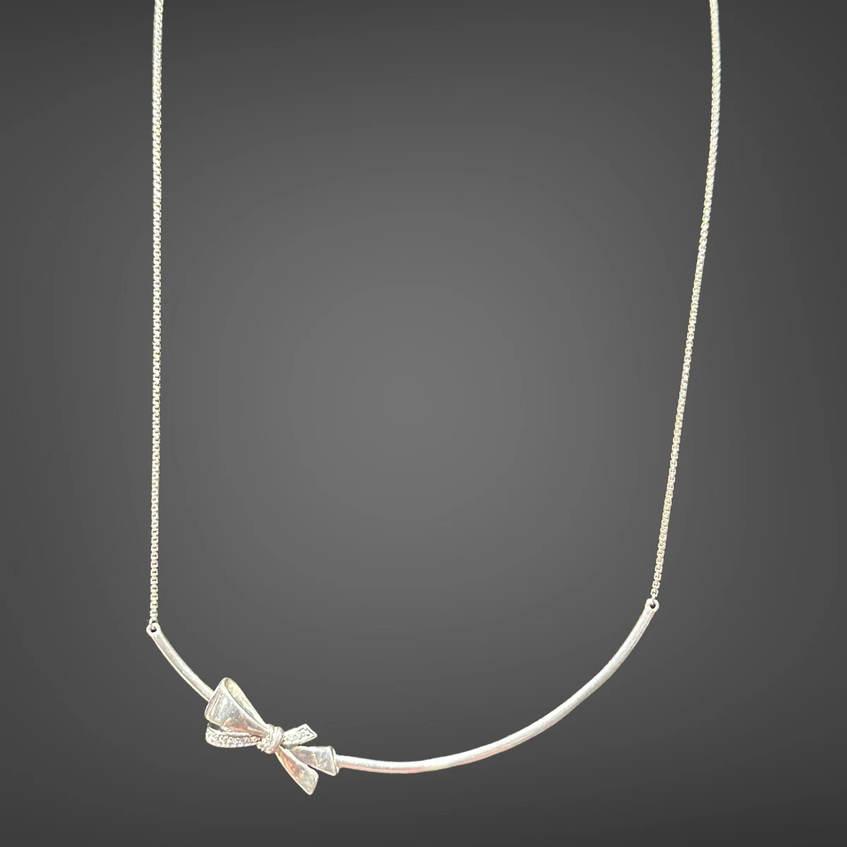 Pandora Sterling Silver BRILLIANT BOW Necklace 397233CZ