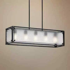 Five Light Linear Chandelier  Distressed Black By Kichler, The Steel Collection