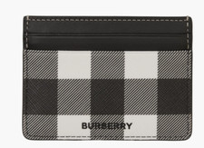 Authentic NWT Burberry Sandon Exaggerated Check Canvas  Leather Card Case 245