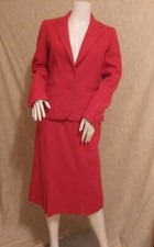 Vtg. Roth-Le Cover Sport Blazer skirt set 100 wool Sz. 10 Red 36-26-28