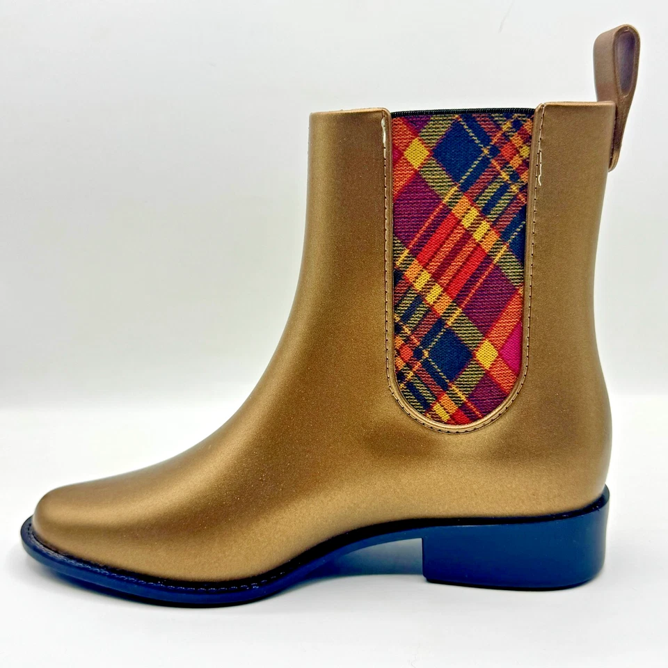 NUEVAS Botas de Lluvia Vivienne Westwood ANGLOMANIA x MELISSA Dorado ROSA CUADROS Tartán 6 Foto 3 de 4
