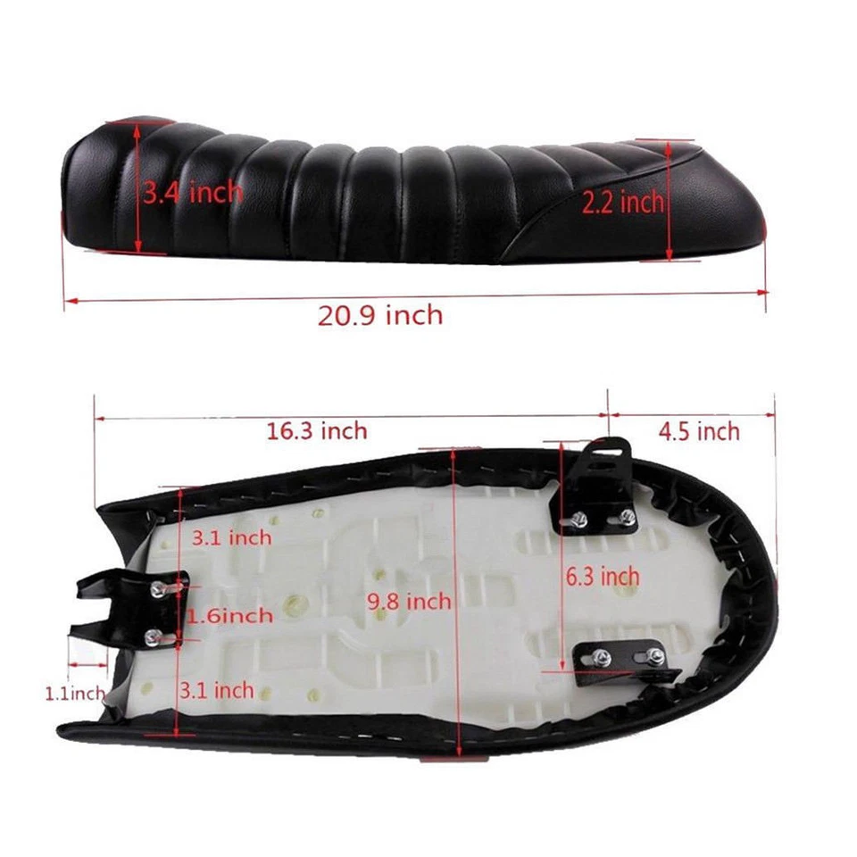 For Honda XR500R CB125S CB550 CL350 CL450 Motorcycle Retro Cafe Racer Seat Flat - Image 2 of 4