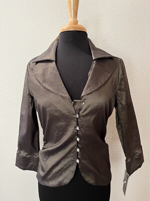 Connected Apparel Woman s Size 10 Long Sleeve Button Up Top -H-3688