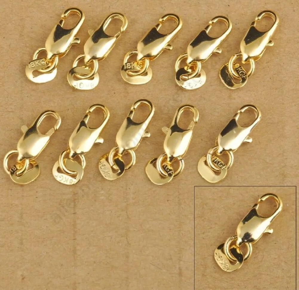 18k Tag Gold Plated Lobster Clasp Clasps Hooks Necklace Bracelet Connector  K12