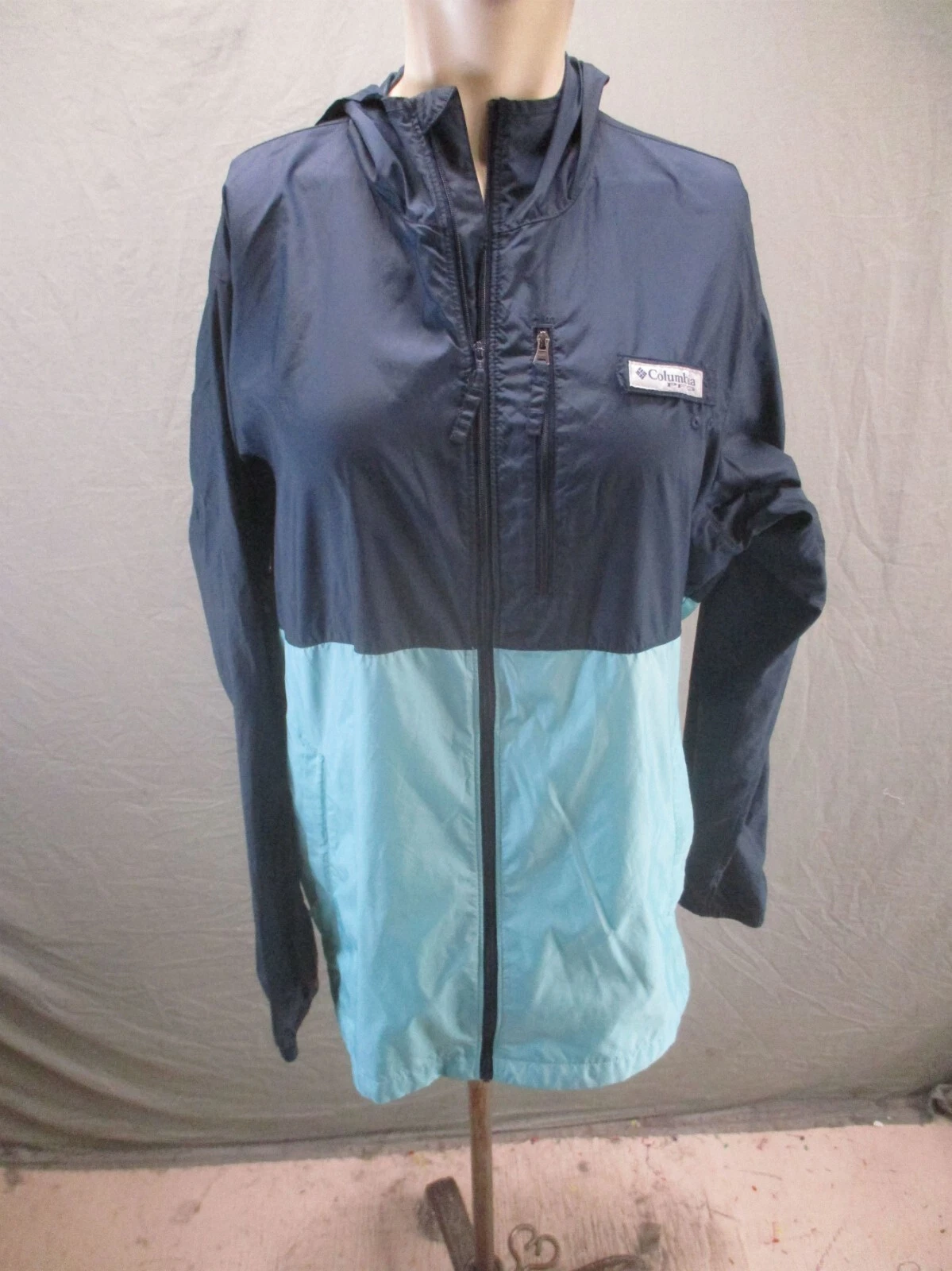 Columbia Size S Mens Full Zip Stand Collar Pocket Weatherproof Windbreaker 647