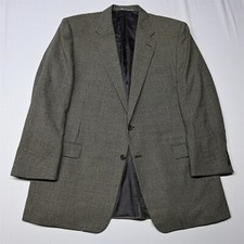 Hickey Freeman 48L Brown Houndstooth Tweed 100 Wool Mens Blazer Sport Coat