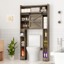 Over The Toilet Storage Cabinet, 32.5''W Over Toilet Storage Sliding Barn Door
