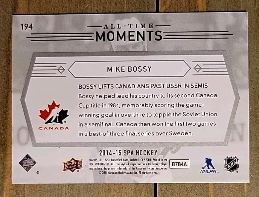 2014-15 SP Authentic All-Time Moments Mike Bossy #194 HOF Team Canada SP - Image 2 of 2