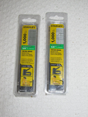 #ad 2 PKS OF STANEY 5 8quot; 15MM 18GA HEADED BRAD NAILS EACH PK AS 1000 PSC NEW $15.98