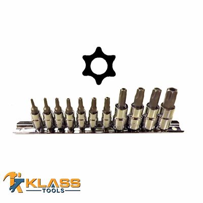 11 Piece Professional 6 Point Star Bit Set with Holding Rack by KlassTools