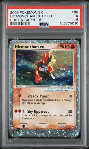 2003 POKEMON EX RUBY & SAPPHIRE #98 HITMONCHAN EX-HOLO PSA 5