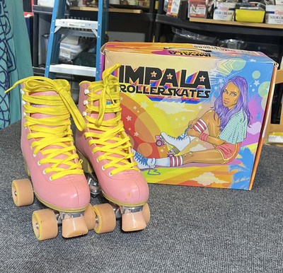 Impala Sidewalk Quad Roller Skates Pink/Yellow Laces Womens Size 8